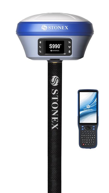 STONEX S990+ - vysoce přesný a odolný 1408 kanálový GNSS RTK přijímač s IMU (korekce náklonu), s kontrolérem SH5A a SW Cube-a - kompletní sada