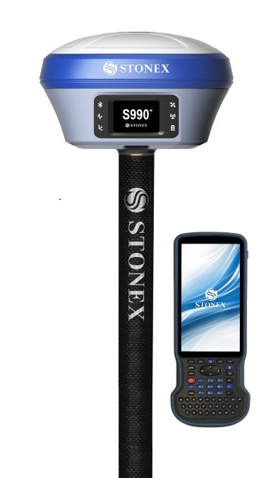 STONEX S990+ - vysoce přesný 1408 kanálový GNSS RTK přijímač s IMU (s korekcí náklonu), s kontrolérem S55 a SW Cube-a - kompletní sada